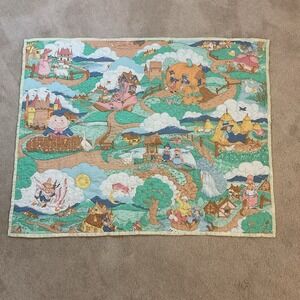 Vintage Handmade Baby Quilt Nursery Rhyme Crib Blanket Cotton Patchwork